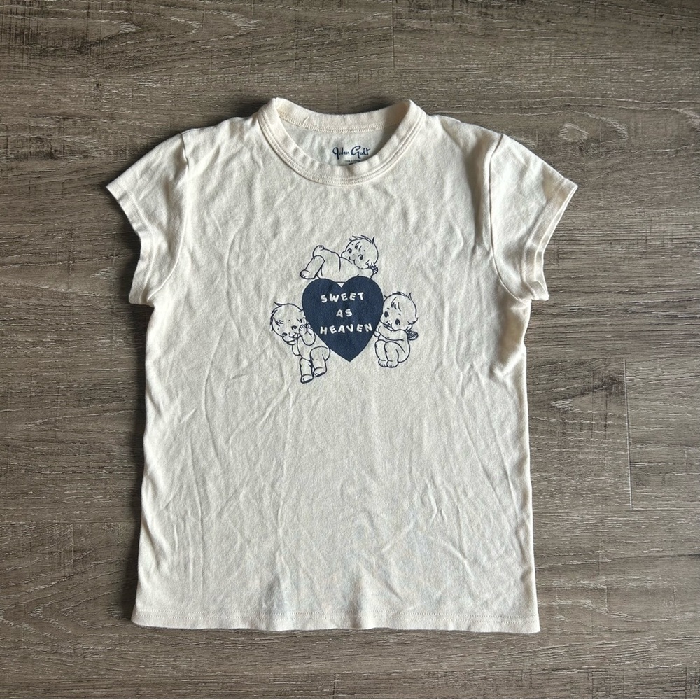 Brandy Melville John Galt baby tee cream baby angels graphic tee cherub graphic